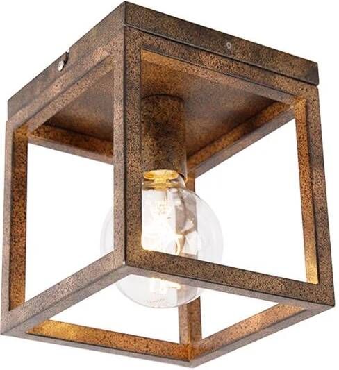 QAZQA Industriële Plafondlamp Roestbruin Cage