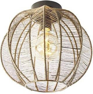 QAZQA Industriële Plafondlamp Brons Met Zwart Dong
