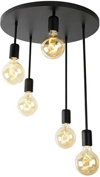 QAZQA Moderne Plafondlamp Zwart 5-lichts Facil