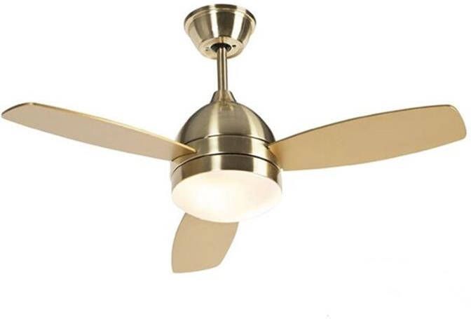 QAZQA rotar Plafond ventilator met Verlichting Lamp en Afstandsbediening 2 lichts Ø 960 mm Messing Woonkamer Slaapkamer Keuken - Foto 2