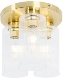 QAZQA Art Deco Plafondlamp Goud Met Glas 3-lichts Laura