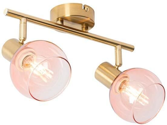 QAZQA Art Deco Spot Goud Met Roze Glas 2-lichts Vidro