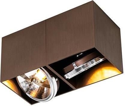 QAZQA Design Spot Donkerbrons Rechthoekig 2-lichts Draai En Kantelbaar Box