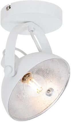 QAZQA Industriële Plafondlamp Wit Met Zilver 15 Cm Verstelbaar Magnax