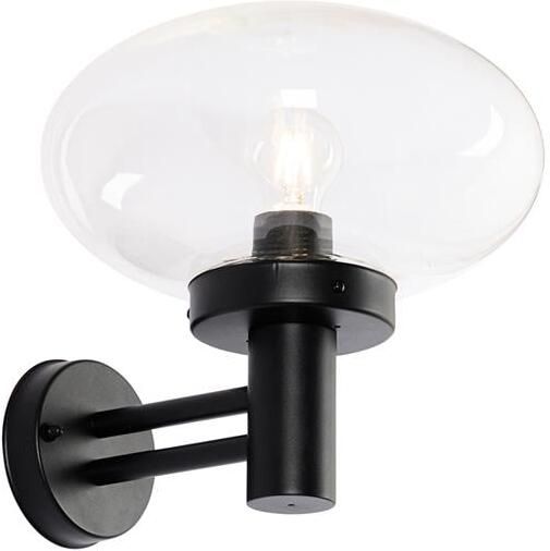 QAZQA Moderne buiten wandlamp zwart met glas Elly