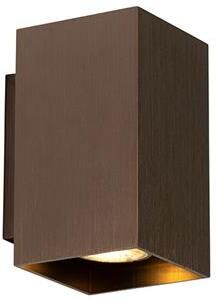 QAZQA Moderne Wandlamp Donkerbrons Vierkant 2-lichts Sandy