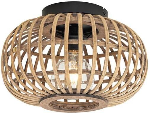QAZQA Oosterse plafondlamp zwart met bamboe Amira