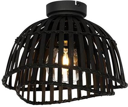 QAZQA Oosterse Plafondlamp Zwart Bamboe 30 Cm Pua