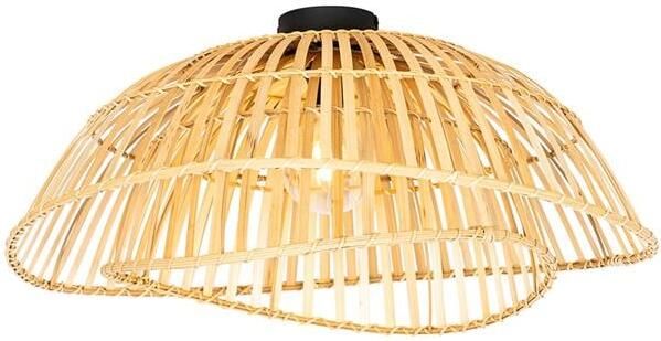 QAZQA Oosterse Plafondlamp Zwart Met Naturel Bamboe 62 Cm Pua