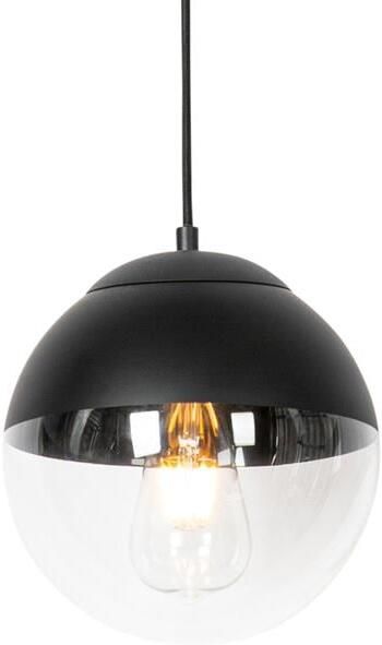 QAZQA Retro Hanglamp Zwart Met Helder Glas 20 Cm Eclipse