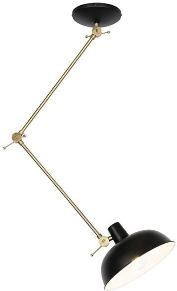 QAZQA Retro Plafondlamp Zwart Met Brons Milou