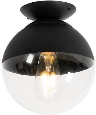 QAZQA Retro Plafondlamp Zwart Met Helder Glas Eclipse
