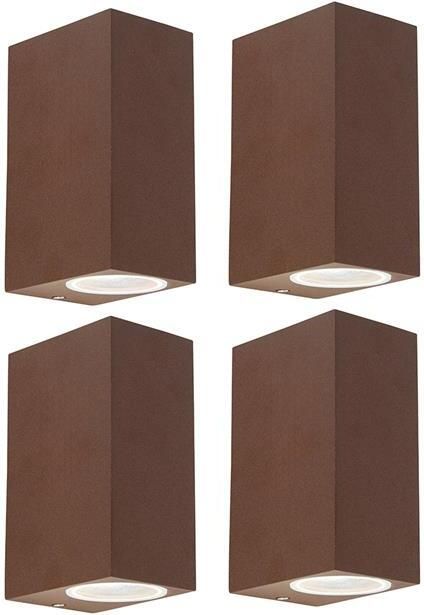 QAZQA Set Van 4 Smart Wandlampen Roestbruin Ip44 Incl. 2 Gu10 Baleno