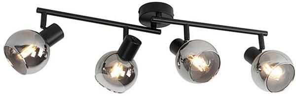 QAZQA vidro Art Deco Dimbare LED Smart Plafondlamp incl. wifi met Dimmer 4 lichts L 77 cm Zwart Woonkamer Slaapkamer Keuken - Foto 3