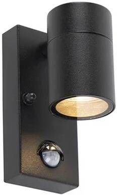 QAZQA Buitenwandlamp Zwart Met Bewegingssensor Ip44 Solo