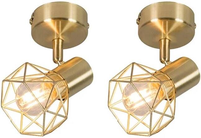 QAZQA Set Van 2 Art Deco Spot Messing Draai- En Kantelbaar Mosh