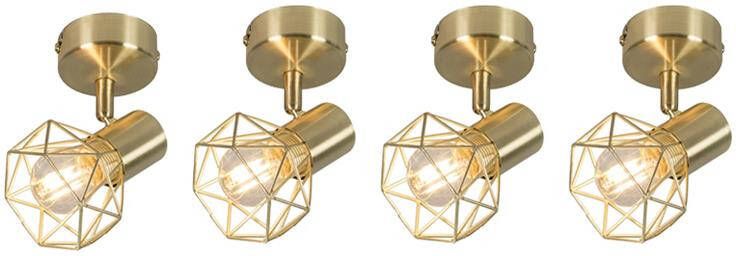 QAZQA Set Van 4 Art Deco Spot Messing Draai- En Kantelbaar Mosh