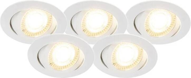 QAZQA Set Van 5 Inbouwspots Wit Incl. Led 3-staps Dimbaar Mio