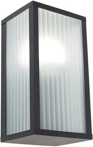 QAZQA Smart Buiten Wandlamp Zwart Met Ribbel Glas Incl. Wifi A60 Charlois