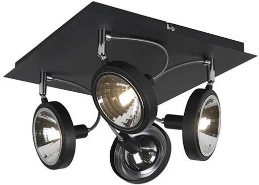 QAZQA Design Spot Zwart 4-lichts Verstelbaar Nox