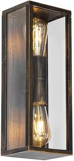 QAZQA Vintage Wandlamp Antiek Goud 38 Cm 2-lichts Ip44 Charlois