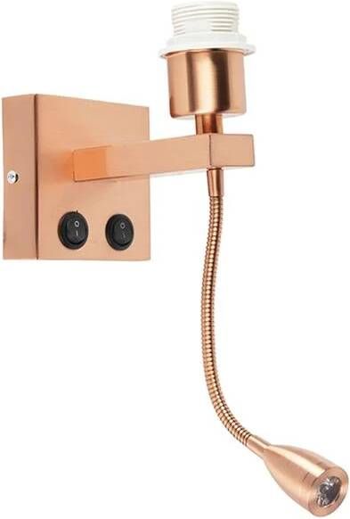 QAZQA Moderne Wandlamp Koper Met Flexarm Brescia Combi