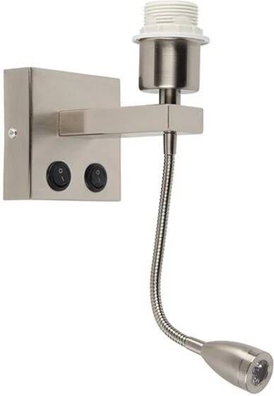 QAZQA Moderne Wandlamp Staal Met Flexarm Brescia Combi