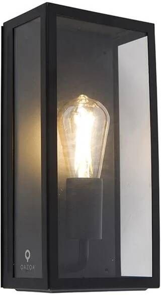 QAZQA Industriële Buiten Wandlamp Zwart Ip44 Met Glas Rotterdam