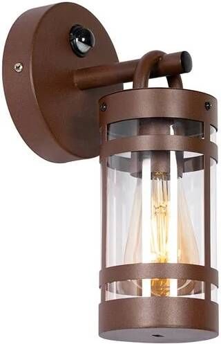 QAZQA Buiten Wandlamp Roestbruin Ip44 Met Bewegingssensor Ruben