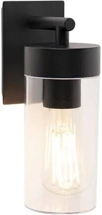 QAZQA Moderne Buitenwandlamp Zwart Rullo