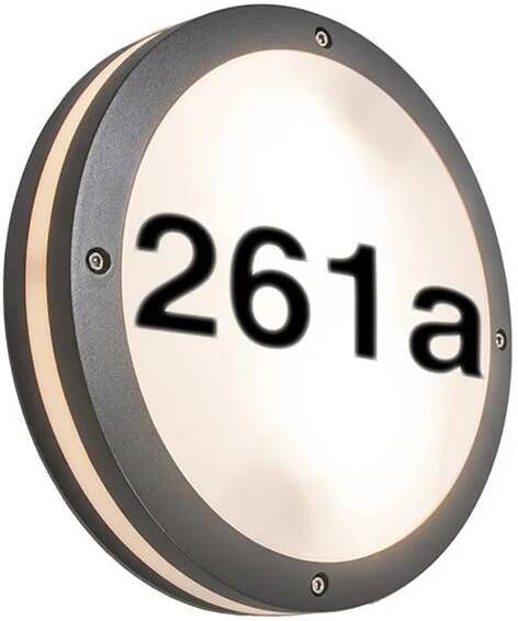 QAZQA Buitenwandlamp Antraciet Met Huisnummer Ip54 Glow