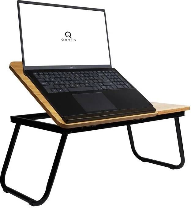 QUVIO Bedtafel met bekerhouder Houtlook