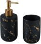 QUVIO Make-up kwastenhouder Tandenborstelhouder Organizer Beker Zwart met goud - Thumbnail 2