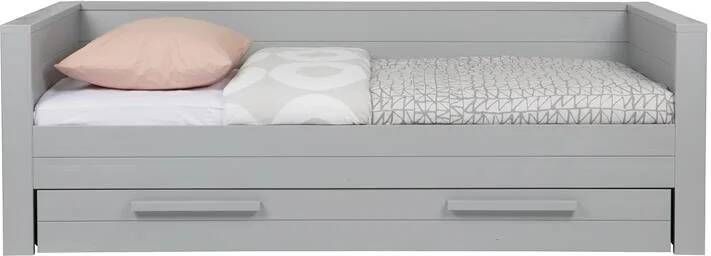 Woood Dennis bedbank (excl lade) geborsteld grenen [fsc] (Kleur: betongrijs) - Foto 5