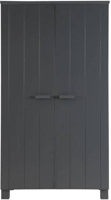 WOOOD | Dennis Kast Grenen Steel Grey Geborsteld | Slaapkamerkasten | KledingkastLinnenkast - Foto 10