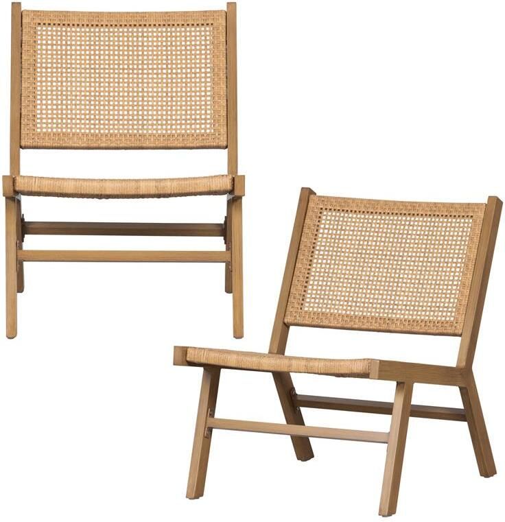 Woood Puk Fauteuil Aluminium Naturel Set van 2