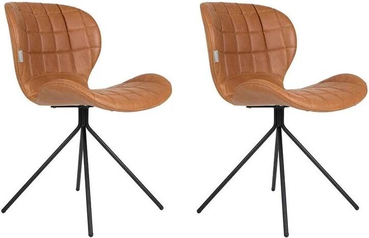 Zuiver OMG Eetkamerstoelen Kunstleer Bruin Set van 2