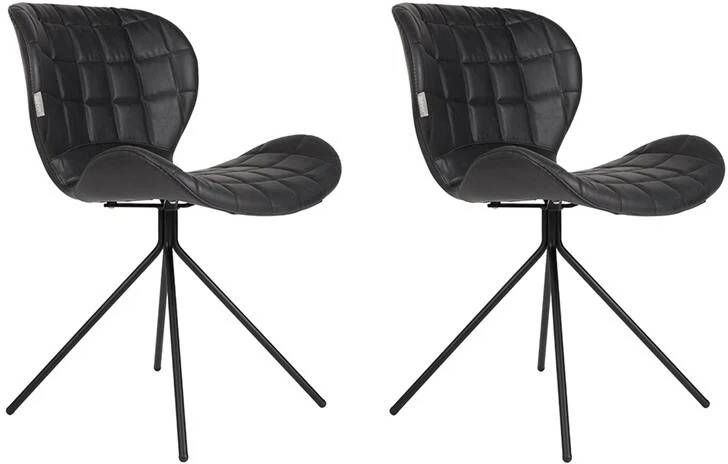 Zuiver OMG Eetkamerstoelen Kunstleer Zwart Set van 2