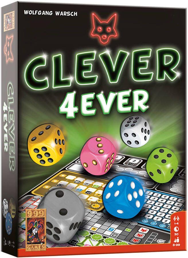 999 Games Clever 4Ever Dobbelspel De vierde editie in de Clever-serie Nieuwe categorieën en bonusacties Gezelschapsspel Familiespel Strategiespel Klein cadeautje Kerstcadeau