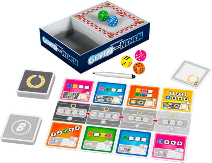 999 Games Geven en Nemen Dobbelspel Uniek spelmechanisme Met afwasbare kaarten en viltstiften Familiespel Gezelschapsspel Klein cadeautje Kerstcadeau - Foto 2