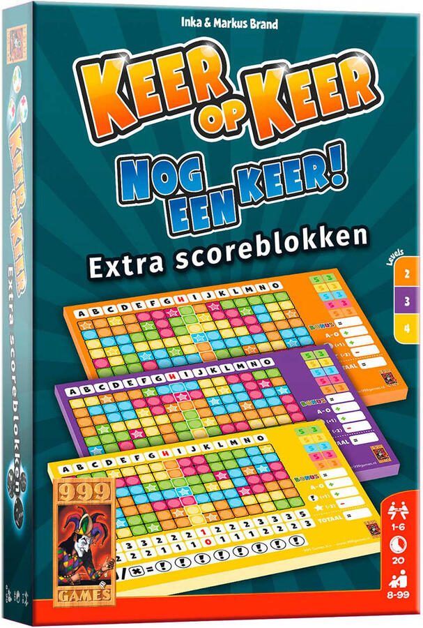 999 Games keer op keer scoreblok 3 stuks level 2 3 en 4 uitbreidingsspel - Foto 2