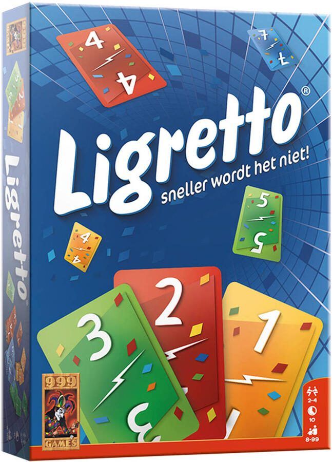 999 Games Ligretto: Blauw Kaartspel Iedereen speelt tegelijkertijd Familiespel Gezelschapsspel Actiespel Klein cadeautje Kerstcadeau