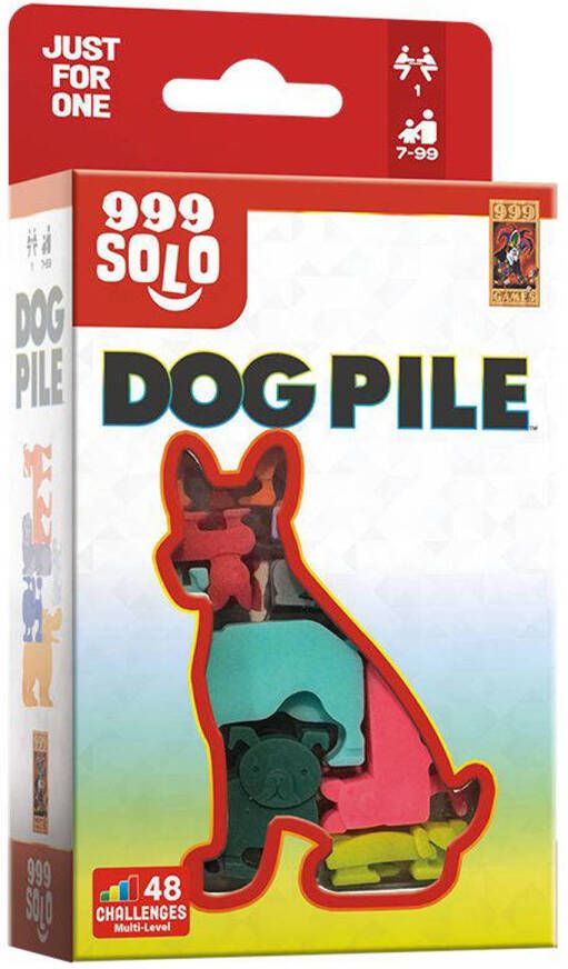 999 Games Dog Pile Breinbreker Puzzelstukjes in de vorm van Honden! Stimuleert het ruimtelijk inzicht Educatief spel Dierenpuzzel Solo spel Klein cadeautje Kerstcadeau