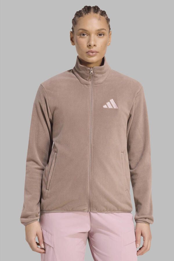 Adidas Performance fleece outdoor vest met logo bruin