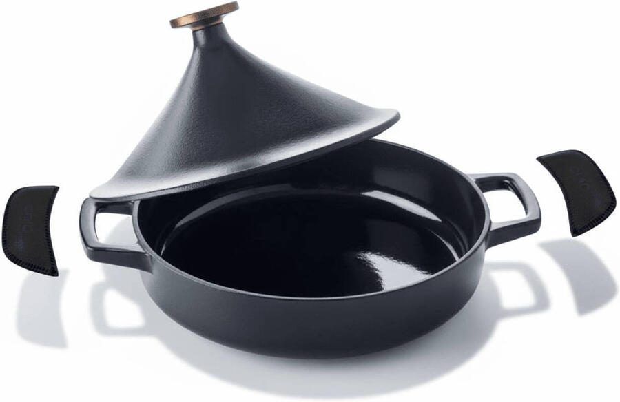 Alva Tajine Nori Inductie ø 28 cm 3 liter + Gratis Leren Handvaten geëmailleerde anti-aanbaklaag geschikt voor alle warmtebronnen
