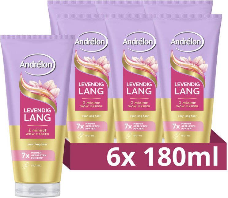 Andrélon Levendig Lang 1 Minuut WOW haarmasker 6 x 180 ml