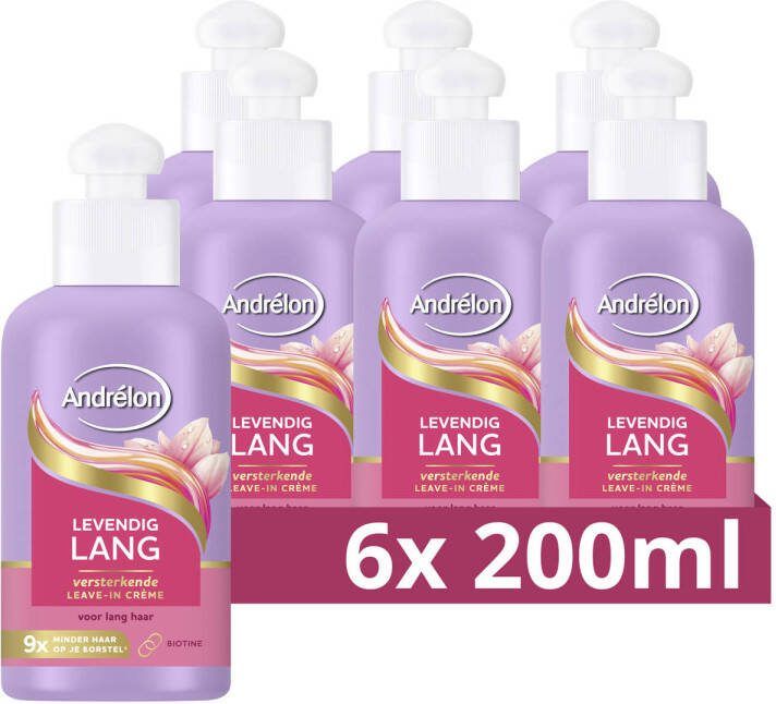 Andrélon Levendig Lang versterkende leave-in haarcrème 6 x 200 ml