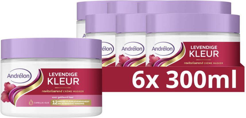 Andrélon Levendige Kleur crème haarmasker 6 x 300 ml