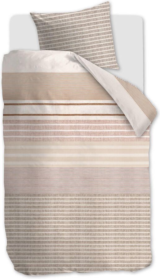 Ariadne at Home France katoenen gestreept 1-persoons dekbedovertrek 140x220 cm roze