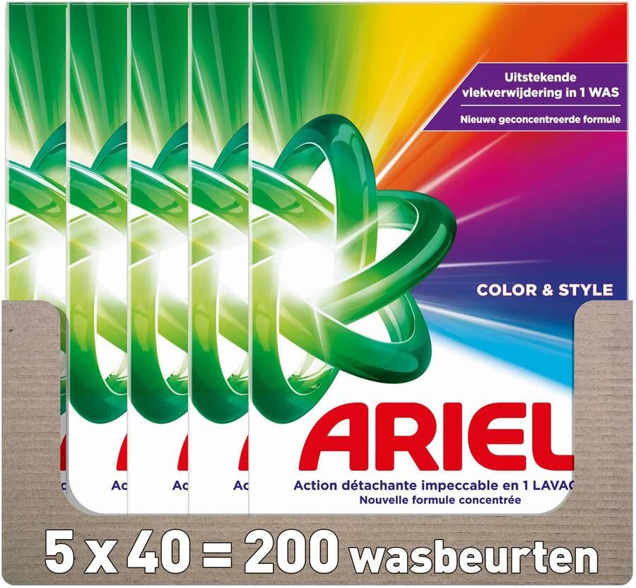 Ariel Snel oplosbaar waspoeder Kleur 5 x 40 wasbeurten 200 wasbeurten